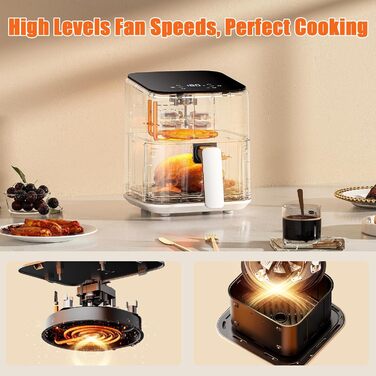 Фритюрниця Deime з гарячим повітрям 2.5 л, компактна цифрова Airfryer для випікання, розігріву та смаження, антипригарне покриття