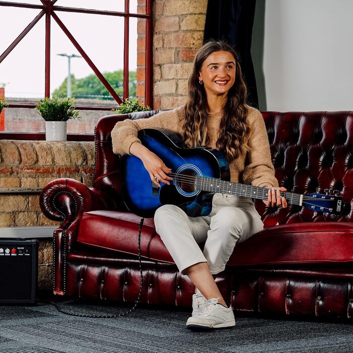 Акустична гітара 3rd Avenue 4/4 з Cutaway, для початківців – набір з чохлом, ремінком, медіатором та запасними струнами, колір натуральний (блакитний)