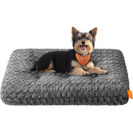 Ліжко для собак Feandrea, XL, для великих собак, м'яка подушка, плюш, 110 x 73 см, з м'яким наповнювачем, можна прати, неслизьке, сірий PGW293GN01 (M (80 x 50 x 10 см))