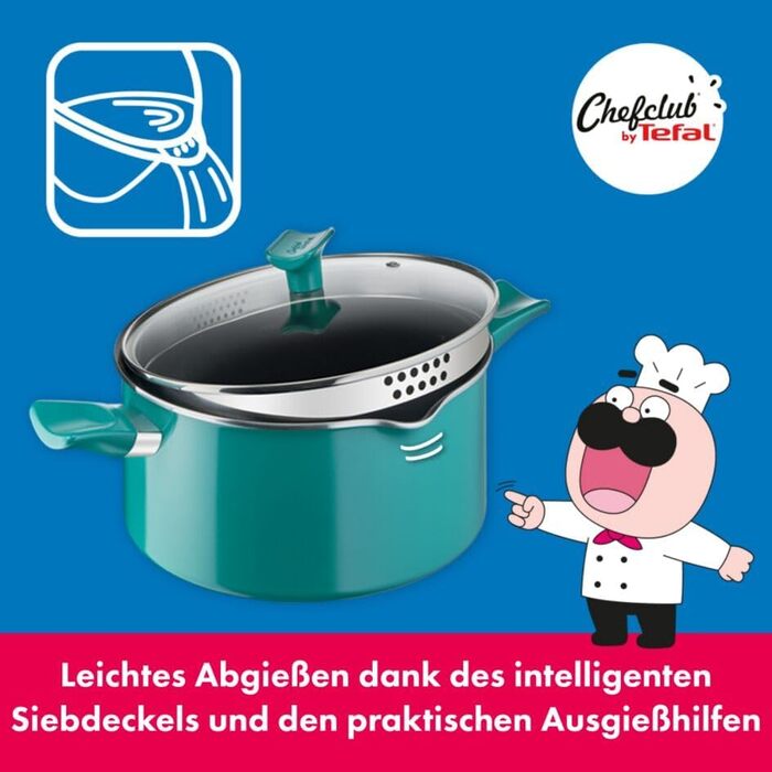 Каструля Tefal Chefclub Brat 24 см з антипригарним покриттям Titanium, індукційна, з термоіндикатором