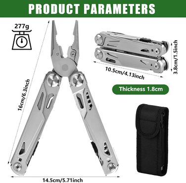 Багатофункціональний інструмент 17-в-1: плоскогубці, викрутки, ніж, пилка. З нержавіючої сталі. Для дому, відпочинку на природі, кемпінгу. Чудовий подарунок для чоловіків