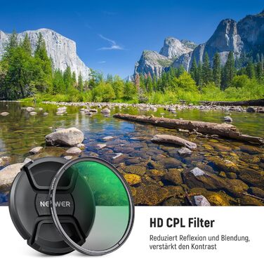 NEEWER 82mm CPL фільтр для об'єктивів камери з кришкою, ультратонкий, багатошаровий, нанопокриття, круговий поляризаційний фільтр з оптичним HD склом, зменшує відблиски та відбиття, CPL фільтр з кришкою 82mm