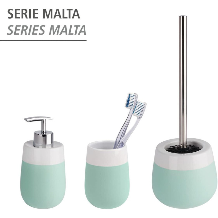 Дозатор для мила WENKO Malta, керамічний, 290 мл, білий (м'ятний/білий)