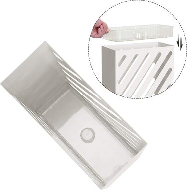 SONGMICS Rectangular Metal Umbrella Stand with Hooks and Water Tray - White LUC03WT