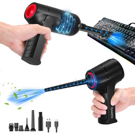 Електричний пилосос для повітря - 500W, 5.74oz, комплект для чищення ПК, ноутбука, авто, офісних пристроїв (чорний)