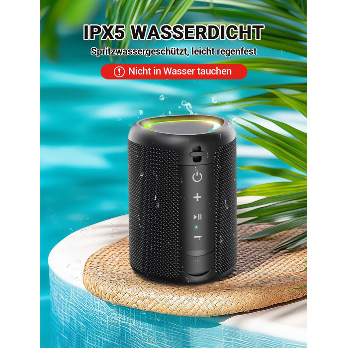 Портативна Bluetooth колонка UOHHBOE з RGB підсвічуванням, 15W, TWS, водонепроникна IPX5, AUX, TF картка, 15 годин роботи