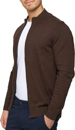 Кардиган чоловічий Indicode з трикотажу з бавовни (80%), з високим коміром, колір: темно-коричневий мікс