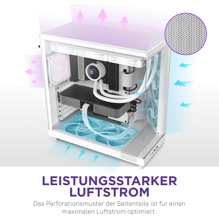 Корпус NZXT H6 Flow: компактний mid-tower з 3 вентиляторами, чорний/білий