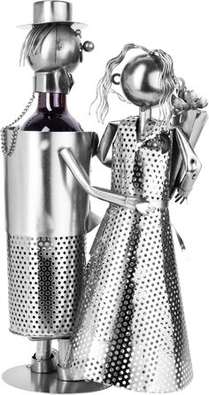 BRUBAKER Wine Holder Wedding Couple Metal Sculpture Gift with Gift Card