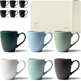 KIVY Mug Set, 6 x 400ml - Large Coffee Mug Set of 6 - Large Coffee Mug - Tea Mug Set - Coffee Mug Sets - Ceramic Mug Set - Mug Sets - Modern Coffee Pot - Coffee Mug