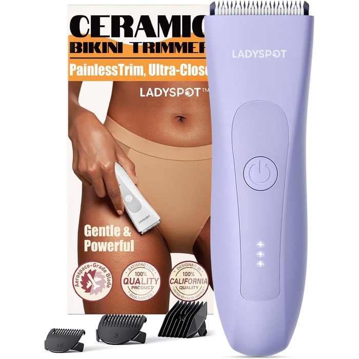 Електричний тример для тіла MANSPOT: чоловічий, вологостійкий, для інтимної зони, для ніг, грудей, типу C, для сухого та вологого гоління, фіолетовий