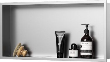 KINKIBOS Wall Niche Shower Stainless Steel, No Tiles Required, Recessed Shower Niche 60 x 30 x 10 cm, Shower Niche Single Shelf Storage