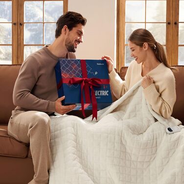 Електрична ковдра BEDSURE з автовимкненням, 130x180 см, сіра. 6 режимів нагріву, таймер 10 годин. Ідеальний подарунок для жінок та мами.