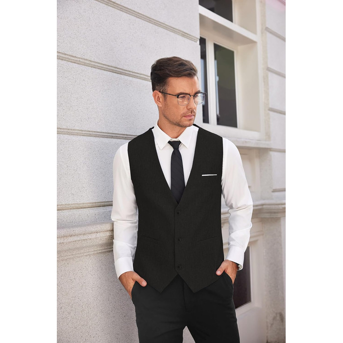 Костюмний жилет чоловічий COOFANDY з кишенями, чорний, розмір XXL