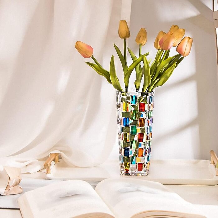 Ручна розписна кольорова тканинна скляна ваза, кришталева ваза для квітів, 19,5 см, скляна рослина для квіткових композицій, для декору столу, весілля, новосілля, декор для дому