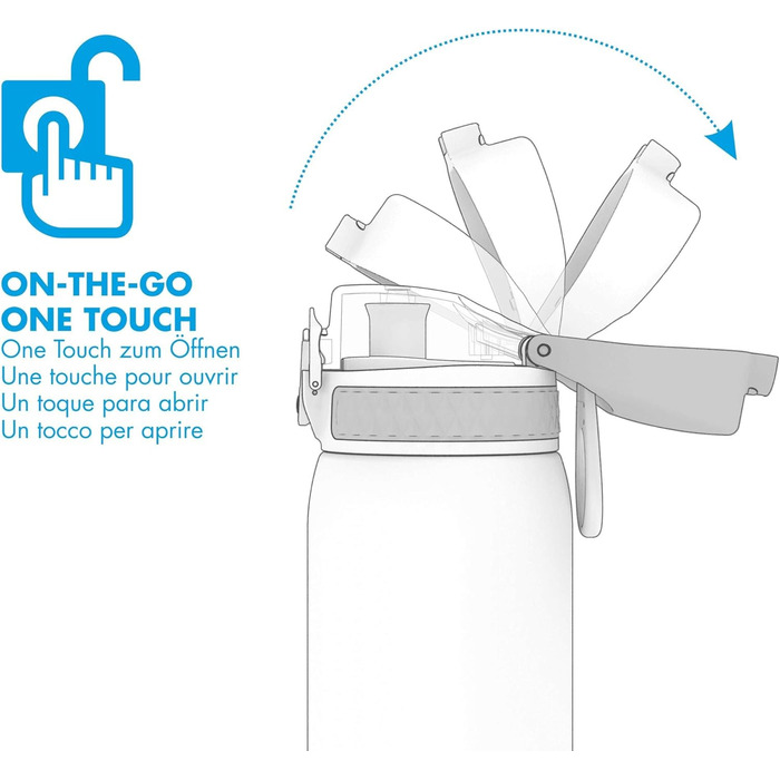 Ion8 Stainless Steel Water Bottle, 600 ml, Leak-Proof, One-Handed Opening, Secure Locking Mechanism, Dishwasher Safe, Flip-Top Lid, Carrying Handle, Easy to Clean, Durable & Scratch-Resistant