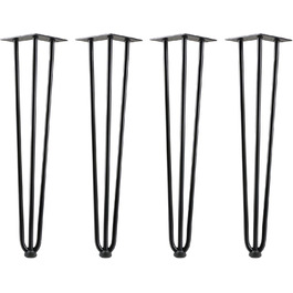 Набір ніжок Zelsius Hairpin 60 см, чорні, сталь – меблеві ніжки для столу, DIY, з захистом підлоги