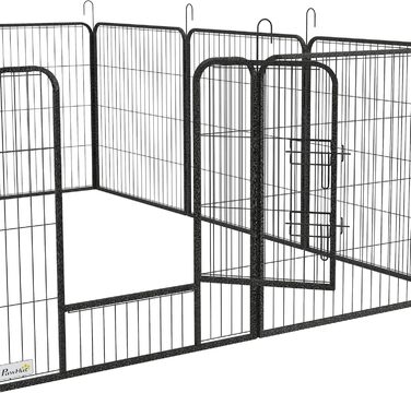 Летворешітка для цуценят PawHut 12-секційна з 12 грат, захисний тент, 80 см, для собак, котів, цуценят, для дому та вулиці