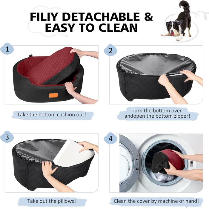 Dog Car Seat for Medium & Large Dogs (Up to 25kg) or 2 Small Dogs - with Leashes & Washable Cushion - Back Seat Cover (Black/Red)