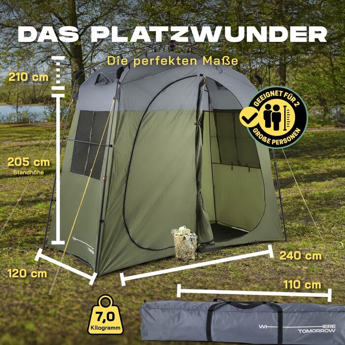 LUMALAND Преміум душова кабіна | Намет для туалету для внутрішнього та зовнішнього використання | Мобільний переодягальний та складський намет | Намет для фотографії тварин | Ідеально для кемпінгу, фестивалів та риболовлі | Водонепроникний та вітростійкий