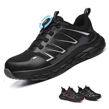 Черевики безпеки чоловічі: зручні, дихаючі, з металевим носком. Ідеально для будівництва, сільського господарства та промисловості. Чорний колір, розмір 40 EU.