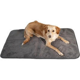 Килимок для собак сірий Basic L з м'якої тканини для домашніх тварин - 40°C, гіпоалергенний (100% поліестер) - подушка/ліжко для великих собак, 90 x 70 см (120x70 см)