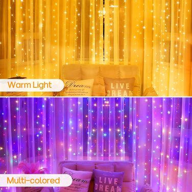 Ляптова гірлянда 2x2м з 200 LED, USB, тепле біле світло для декору стін, кімнати, вечірки, весілля, Рамадан, Різдва