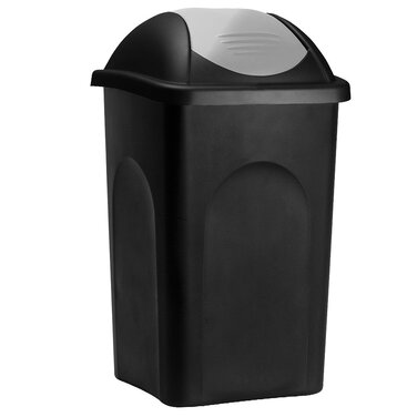 Сміттєвий кошик Stefanplast з гойдальним кришкою, 60 літрів, чорний/сріблястий