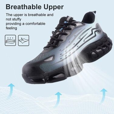 Зручні робочі черевики AIMAYEE з металевим підноском: легкі, дихаючі, з кевларовою вставкою (Сірий, 40 EU)