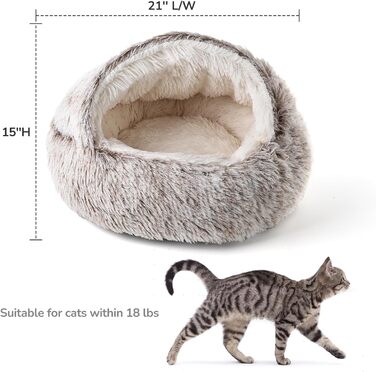 CATISM Cat Bed Washable Cat Sleeping Place for Cats Plush Pet Cat Head Pillow Cat Cushion Fluffy Kitten Puppy Snuggle Bed Pet Bed (Coffee Brown)