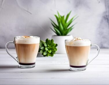 Набір кавових чашок KROSNO Glasmark 1992 (6 шт., 200 мл) з ручкою, для чаю, кави, напоїв, миття в посудомийній машині