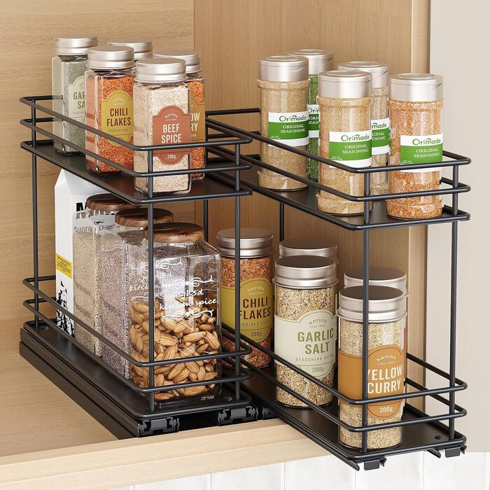 Організатор для спецій Orimade висувний, 3 шт. (2 шт. 8 см, чорний)