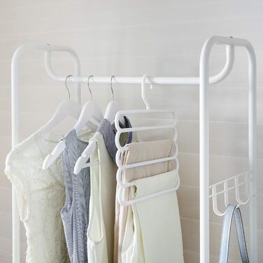 VASAGLE Coat Rack, Coat Stand, Clothes Rail, with Shoe Storage, Shoe Shelf, Entryway, Bedroom, 58 x 28 x 181 cm, Scandinavian, Matte White-Gold Oak