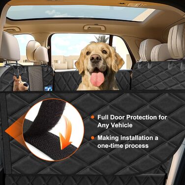 Захисний чохол на заднє сидіння автомобіля для собак, водовідштовхуючий, антиковзаючий, 128x61 см, чорний