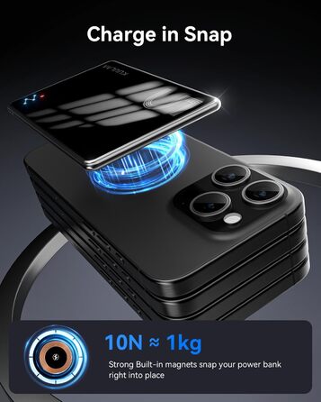 Power Bank Ultra Slim MagSafe 5000mAh PD20W для iPhone: захисний кейс з магнітним кріпленням (Чорний)