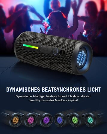 Портативна Bluetooth колонка OHAYO 24W з RGB підсвіткою, Bass Boost, 30 годин роботи, IPX7, підтримкою дзвінків та водонепроникністю для відпочинку на природі, вечірок, пляжу, саду (чорна)
