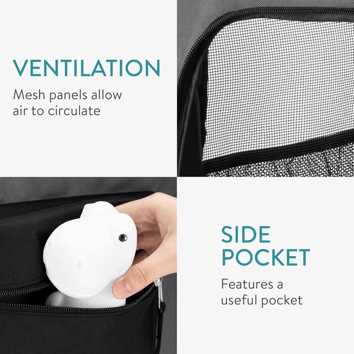 Рюкзак для собак та котів Navaris з підкладкою - рюкзак-переноска для тварин з поясом - 41x34,5x43см, розкладний, до 12кг, блакитний (темно-сірий)