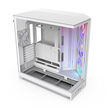 NZXT H9 Flow 2025: Корпус ПК Mid-Tower з покращеною вентиляцією, велика двокамерна конструкція, 3 x 140мм та 1 x 120мм вентилятори, підтримка радіатора 420мм, загартоване скло, підтримка Back-Connect, RGB підсвітка