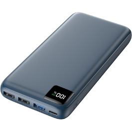 Power Bank SOARAISE 27000mAh з LED-дисплеєм: зарядний акумулятор для телефону та планшета (блакитний)