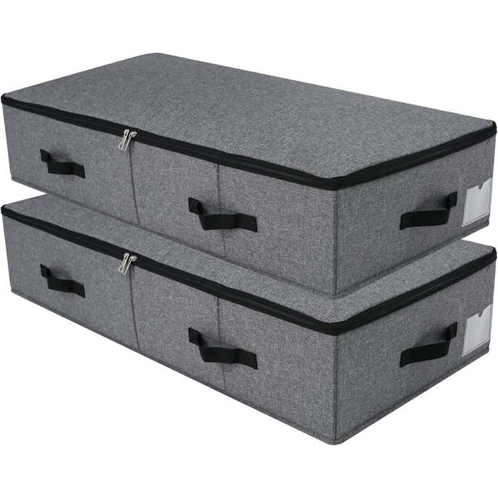 Складана коробка для зберігання під ліжком, 90x42x18 см, чорно-сіра (2 шт.)