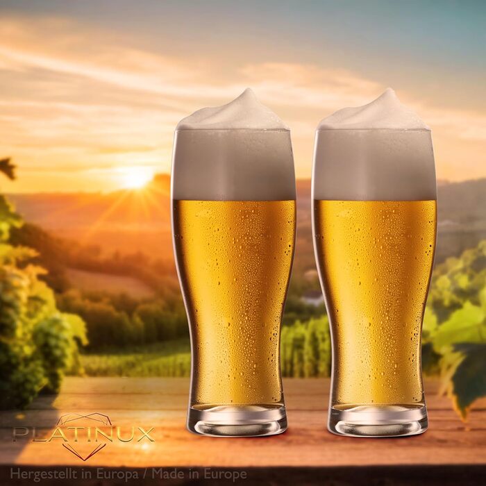 Набір келихів для пива PLATINUX 500 мл (до 640 мл), скляні бокали для пшеничного пива, 6 шт.