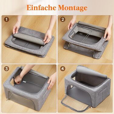 Органайзер для одягу Lifewit з кришкою, з металевим каркасом, сірий (2 шт., 25л)