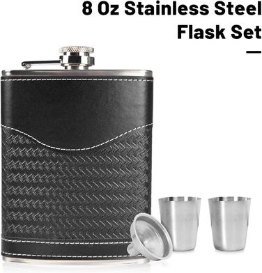 Фляга для чоловіків LH HOME 237 мл з нержавіючої сталі, подарунковий набір, фляга-термос, стаканчики, чорна