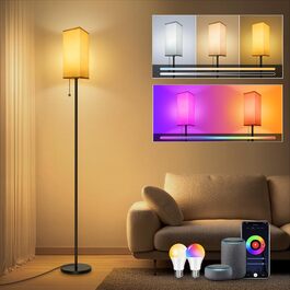 Світлодіодна торшерна лампа RGBWC Wi-Fi 9W E27 Smart для вітальні з димуванням, керуванням через додаток, Alexa & Google Assistant, DIY-режими та таймер