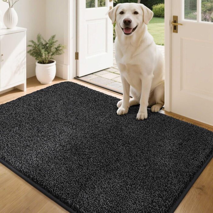 Килимок для входу COSY HOMEER 80x120 см, чорний - м'який, вологопоглинаючий, антиковзкий, для кухні, передпокою, вхідних дверей