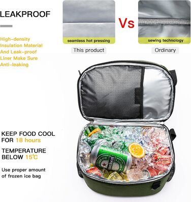 28L Insulated Cooler Backpack - Double Layer Small Thermal Backpack for Camping, Picnic, Travel (Green)
