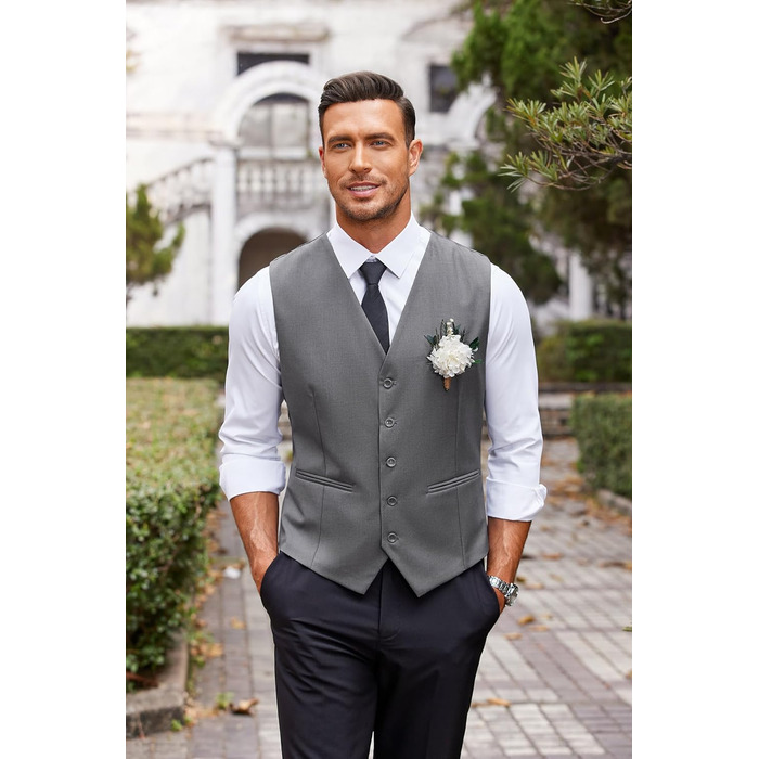 Костюмний жилет чоловічий COOFANDY, V-подібний виріз, Slim Fit, сірий (M)