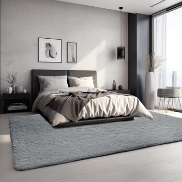 Теппих для вітальні Sour Lemon 160x230 см, сірий, для спальні, миючий, нековзний, великий, пухнастий, м'який, сучасний, килим для підлоги, килим-доріжка, сірий 160x230 см (Прямокутний)