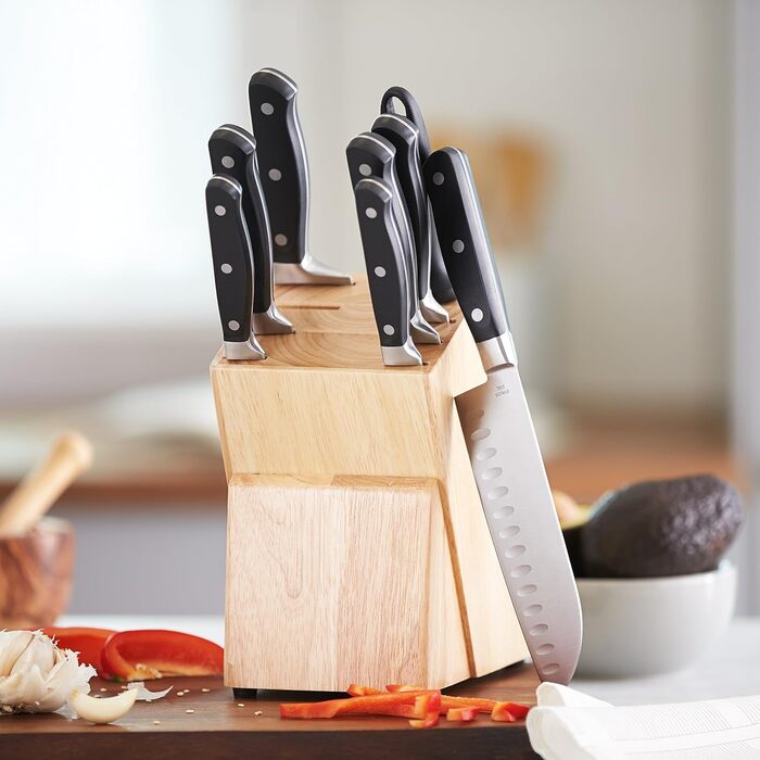 Amazon Basics Premium Knife Block Set - 9 Piece Black Set