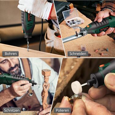 200W Multifunction Tool, Rotary Tool with 6 Variable Speed Settings 10000–40000 RPM, Multitool Set with 128 Accessory Set for Engraving, Drilling, Cutting, Grinding, Carving, Polishing, Sharpening